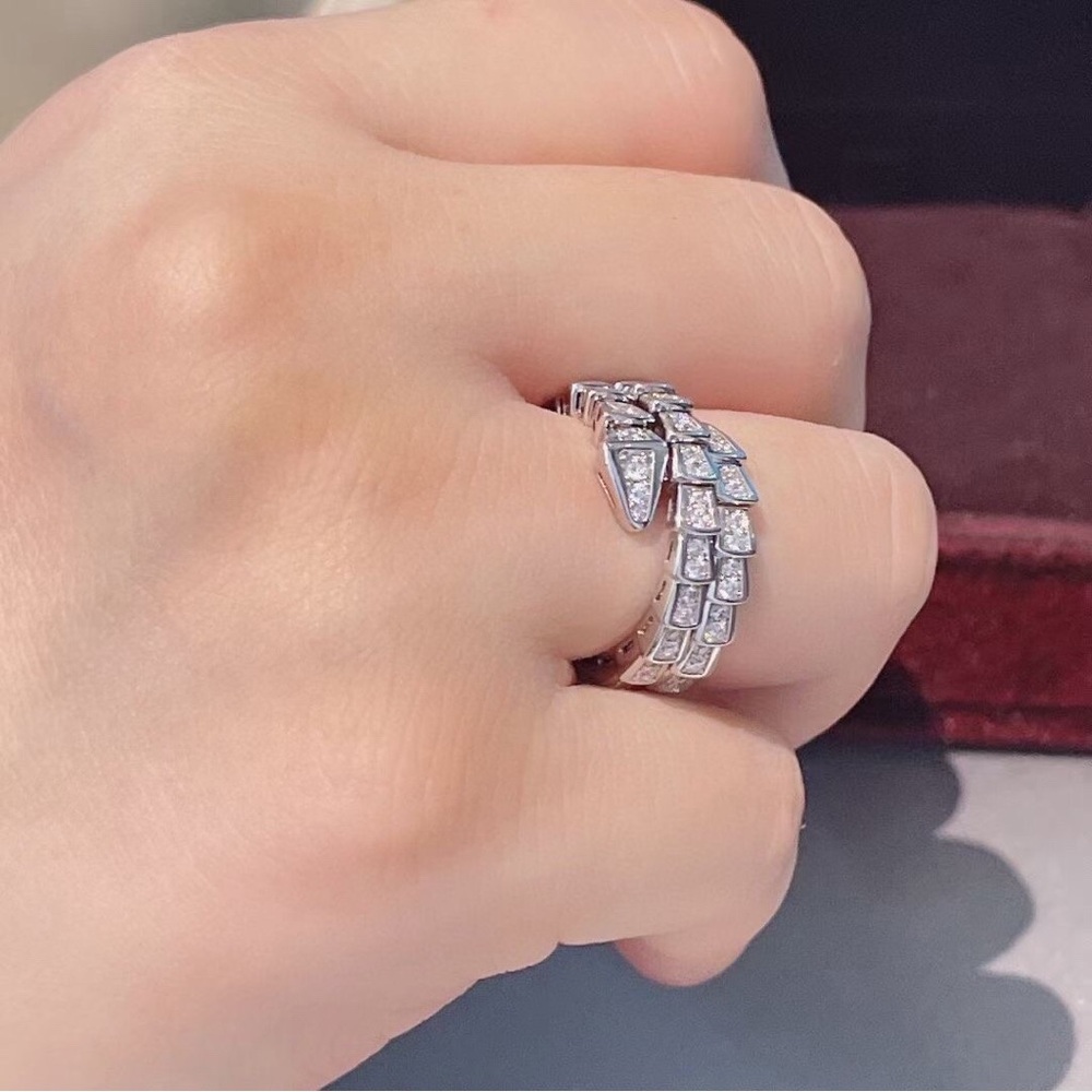 Bulgari Silver Paved Serpenti Wrap Ring